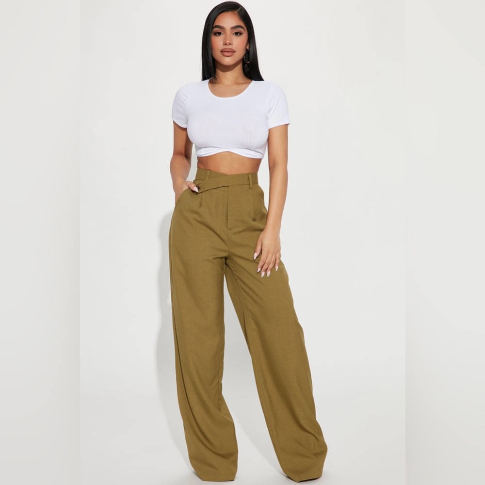 Fashion Nova Karli Wide Leg Pant - Chartreuse Brand New, Never Worn
